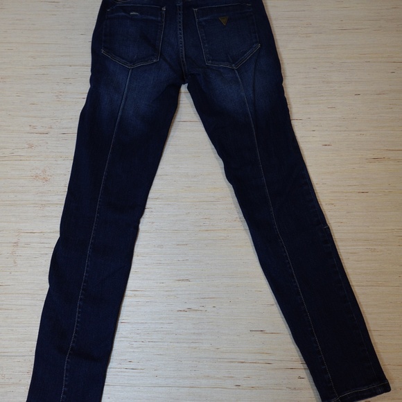 Guess Los Angeles Dark Wash Moto Skinny Jeans with Zipper Detail Women’s 26 - Picture 5 of 6